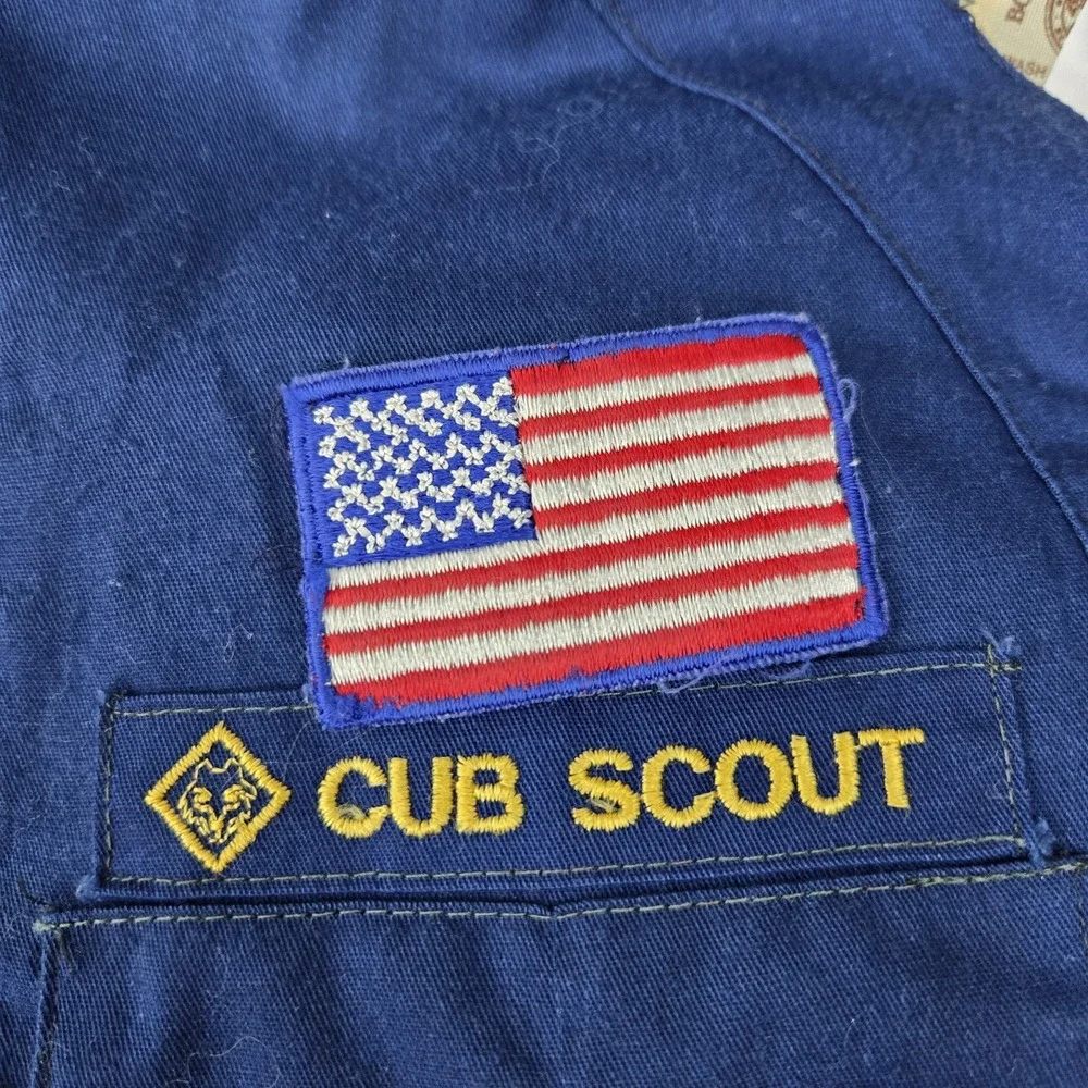 VINTAGE Boy Scouts Of America Boys Button Up 12 Shirt Blue Yosemite Cub Scout